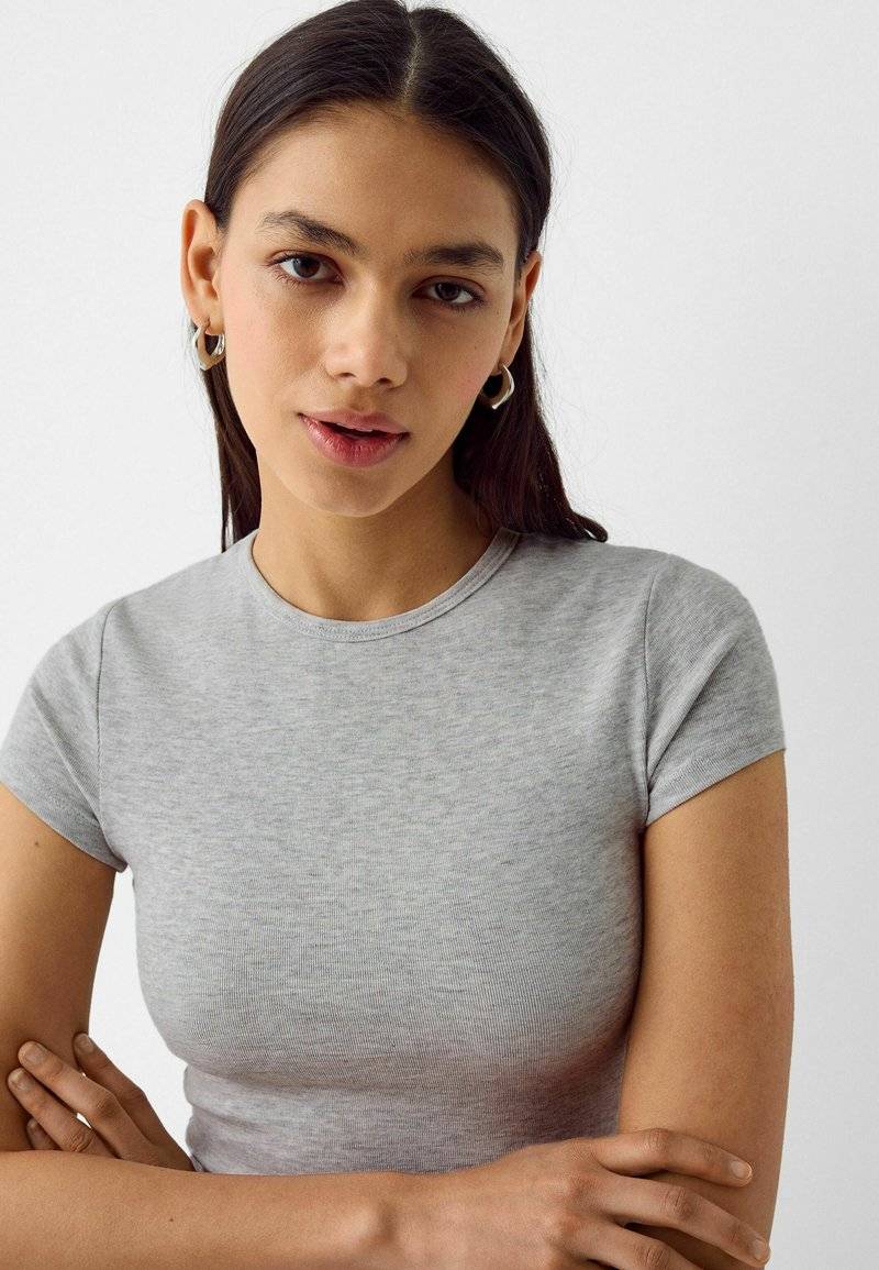 Bershka Bershka SHORT SLEEVE ROUND NECK 2 PACK - Basic T-shirt - white Günstiger Verkauf