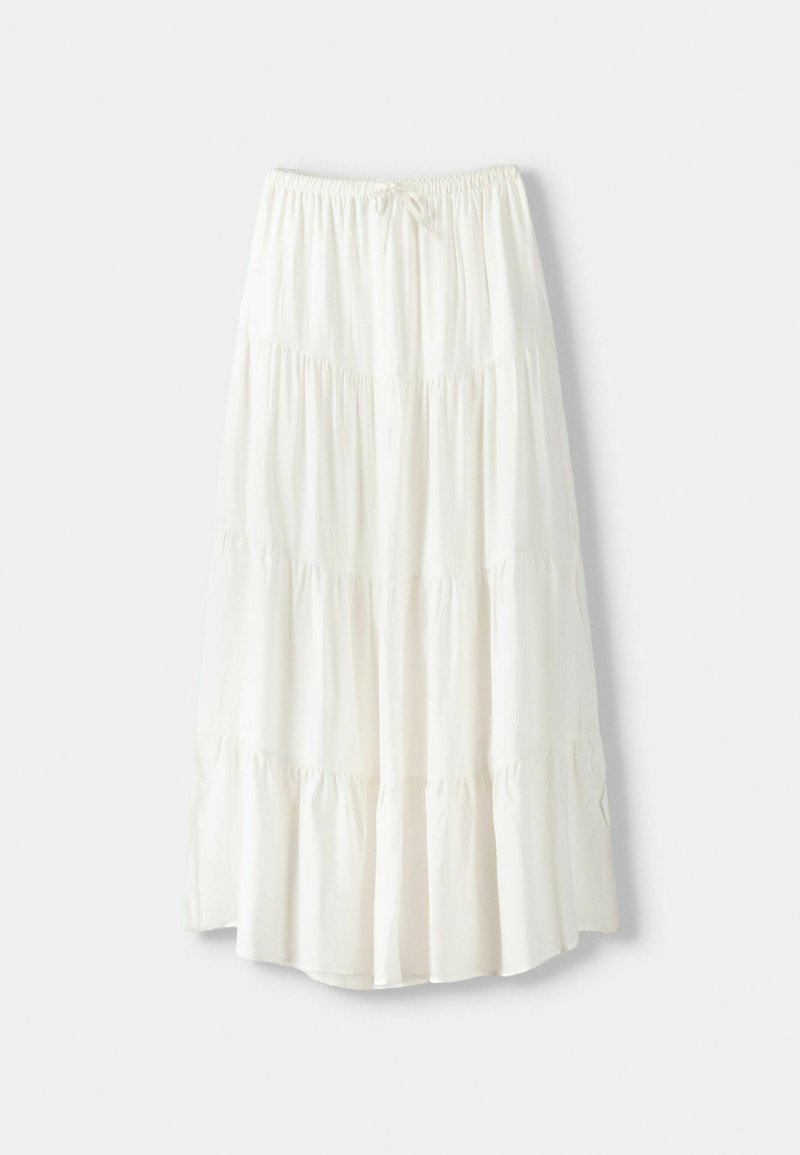 Bershka Bershka ELASTICATED - Maxi skirt - white Meist gekauft
