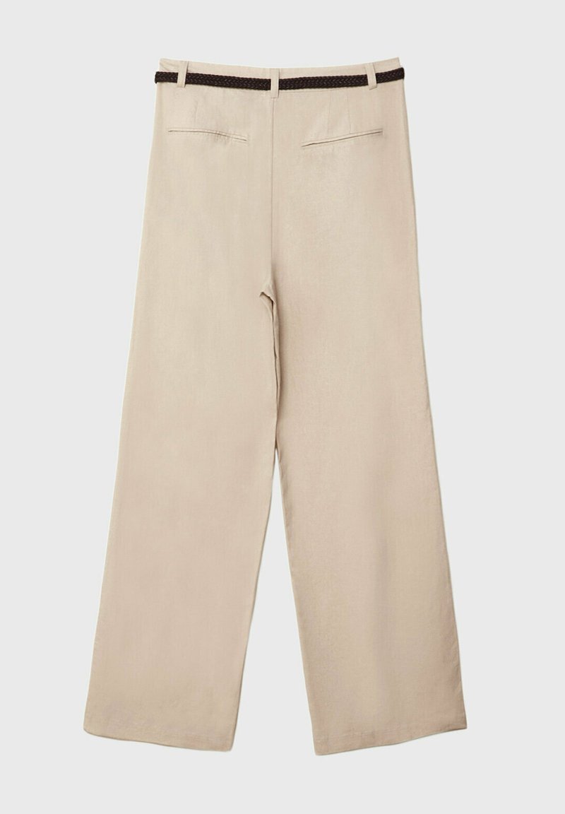 Stradivarius Stradivarius WITH BELT - Trousers - beige Fabrik Onlineshop