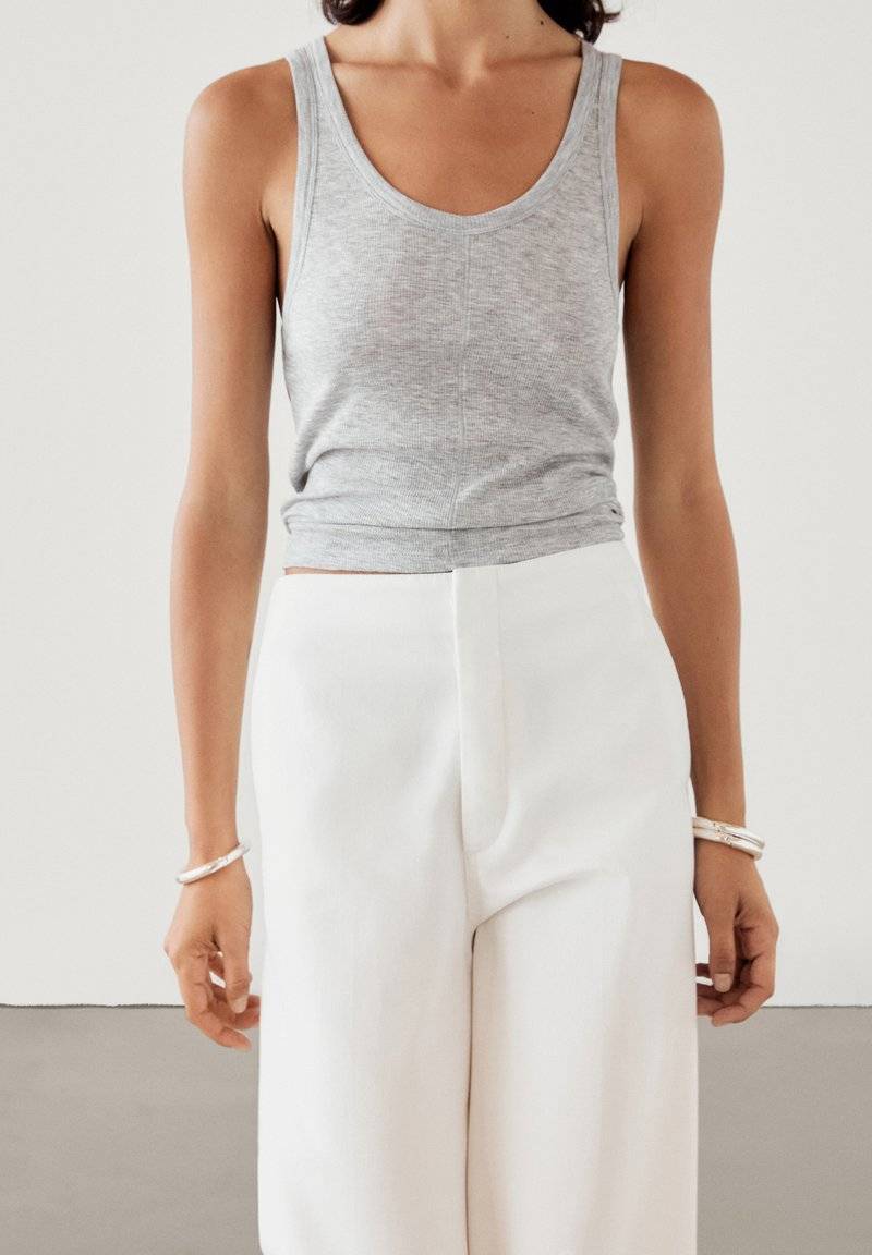Massimo Dutti Massimo Dutti HIGH-WAIST FLARED - Trousers - white Günstig kaufen