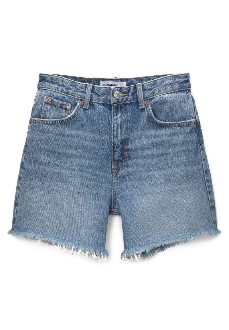 PULL&BEAR PULL&BEAR HIGH-WAIST - BERMUDA - Denim shorts - blue denim Versandkostenfrei