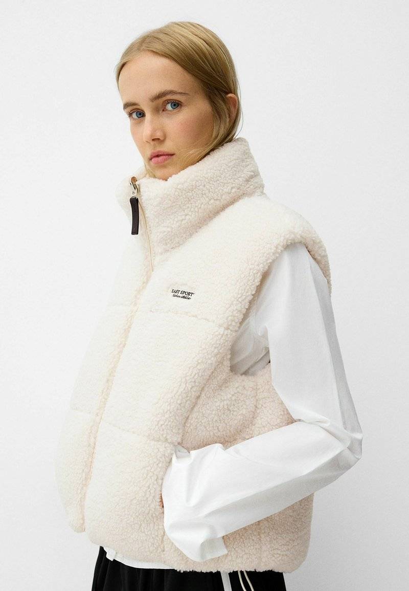 Bershka Bershka REVERSIBLE - Waistcoat - white Begrenztes Angebot