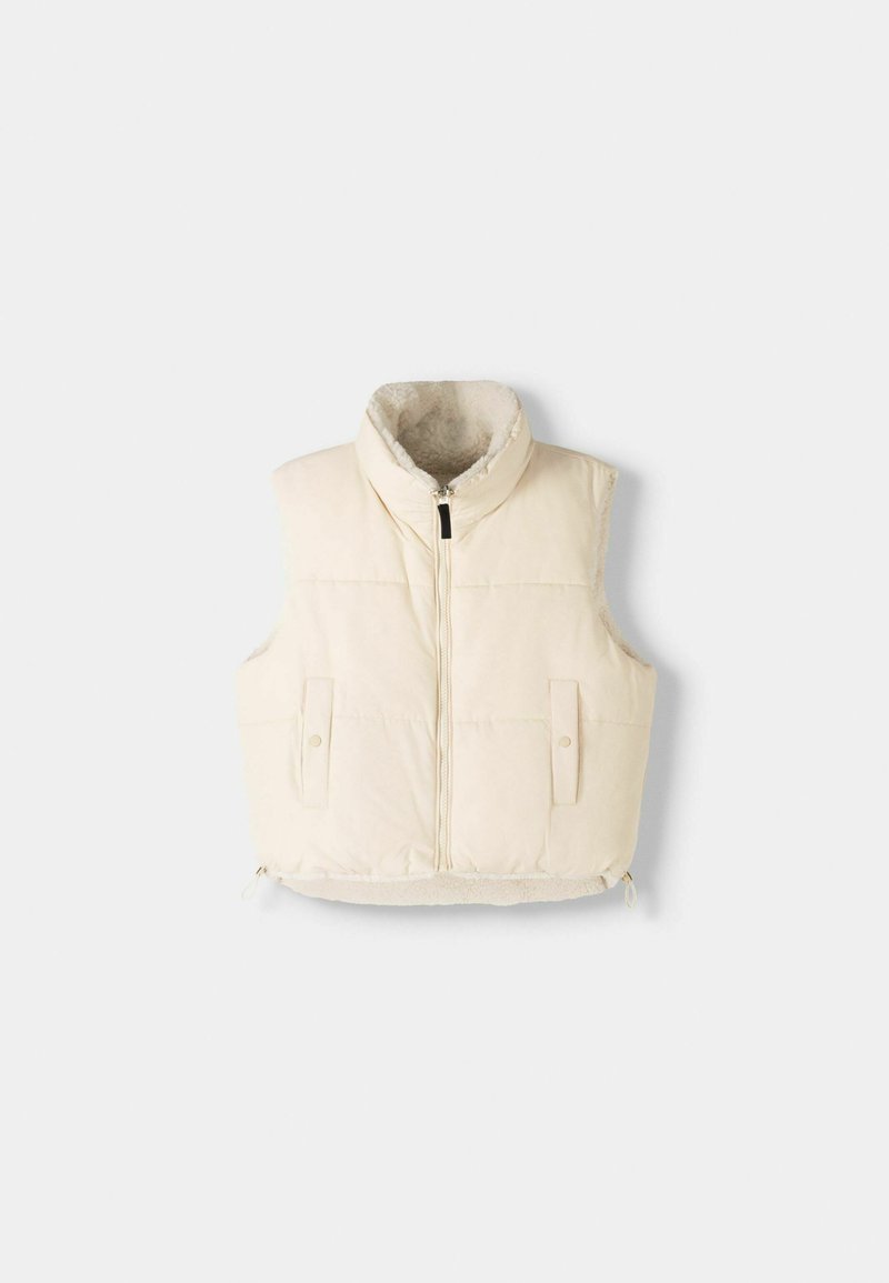 Bershka Bershka REVERSIBLE - Waistcoat - white Begrenztes Angebot