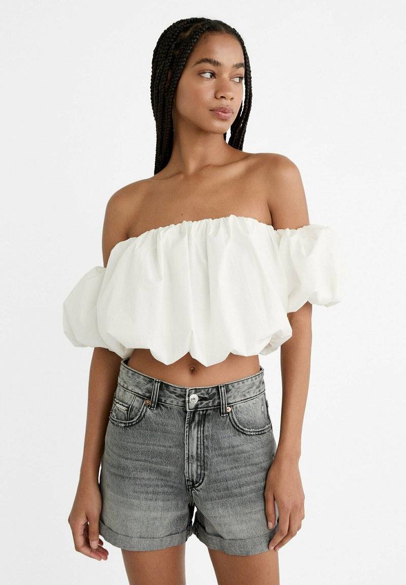 Stradivarius Stradivarius MOM - Denim shorts - grey denim Preisnachlass