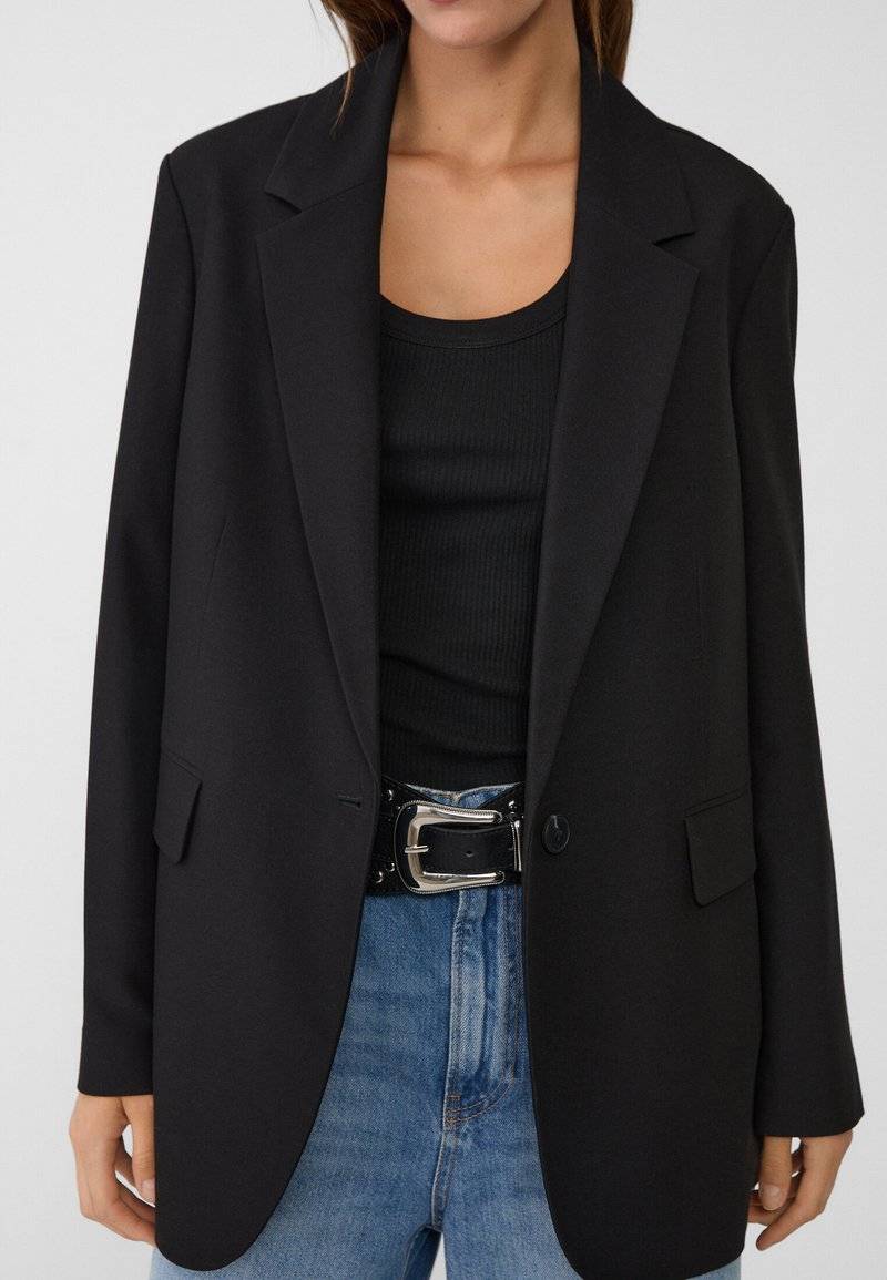 Stradivarius Stradivarius REGULAR FIT - Short coat - black Valentinstagsangebot