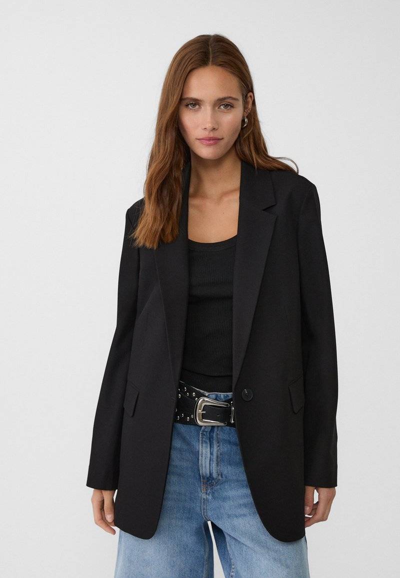 Stradivarius Stradivarius REGULAR FIT - Short coat - black Valentinstagsangebot