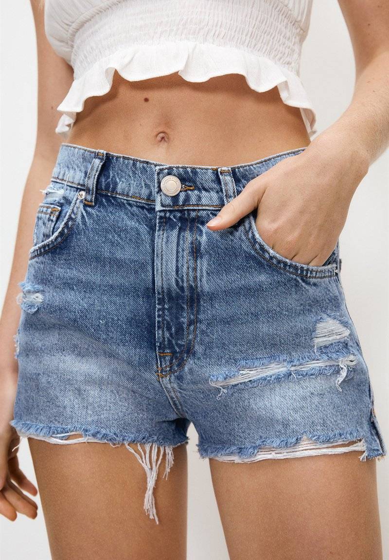 PULL&BEAR PULL&BEAR Denim shorts - blue denim Fabrik Onlineshop