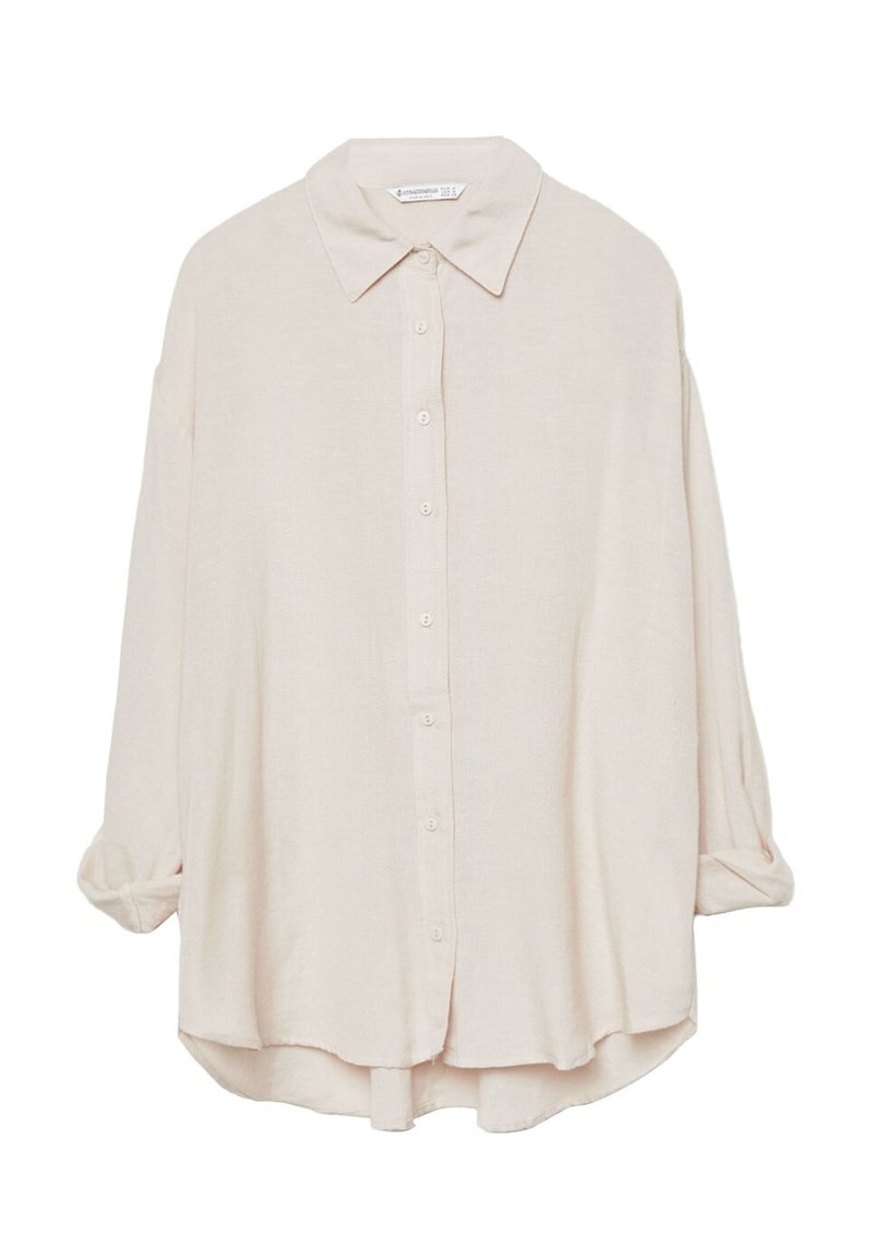 Stradivarius Stradivarius RUSTIKALES DAILY - Button-down blouse - beige Großer Ausverkauf