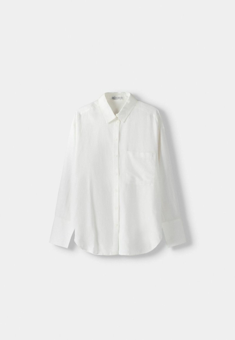 Bershka Bershka OVERSIZE - Button-down blouse - white Online Shopping