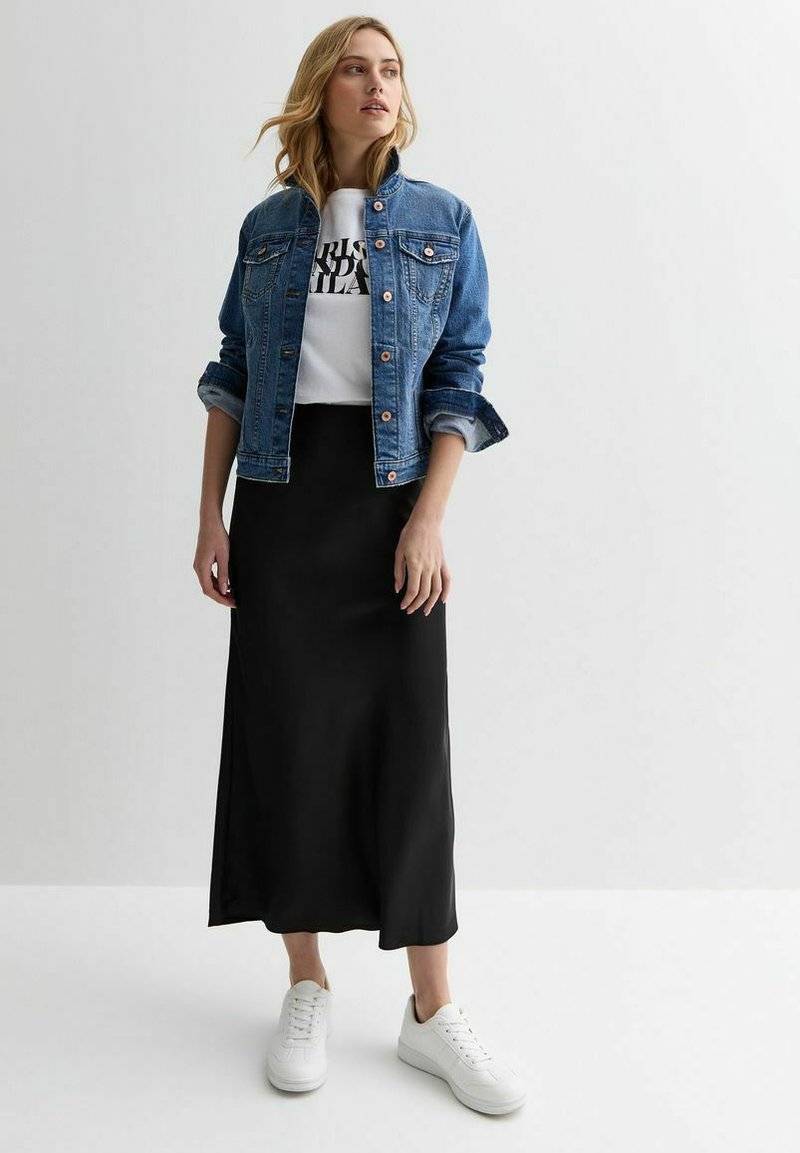 New Look New Look BIAS CUT MIDI - A-line skirt - black Valentinstagsangebot