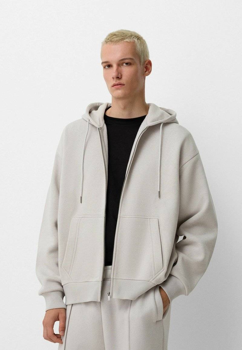 Bershka Bershka SET Zip-Up Sweatshirt + WIDE LEG - Tracksuit - white Tägliche Deals