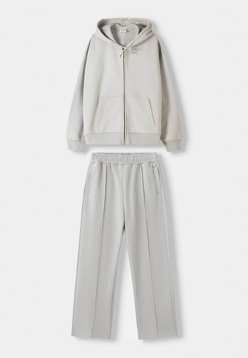 Bershka Bershka SET Zip-Up Sweatshirt + WIDE LEG - Tracksuit - white Tägliche Deals