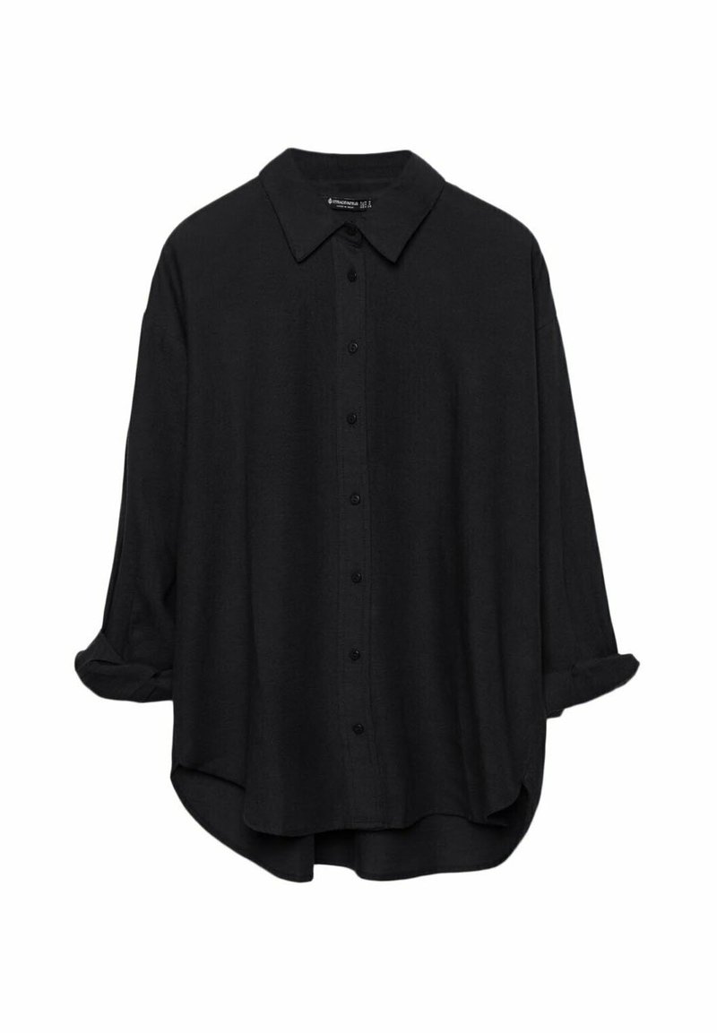 Stradivarius Stradivarius RUSTIKALES DAILY - Button-down blouse - black VIP-Rabatte