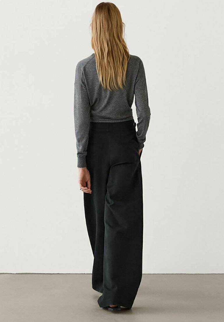 Massimo Dutti Massimo Dutti WIDE-LEG - Trousers - black Super Rabatt