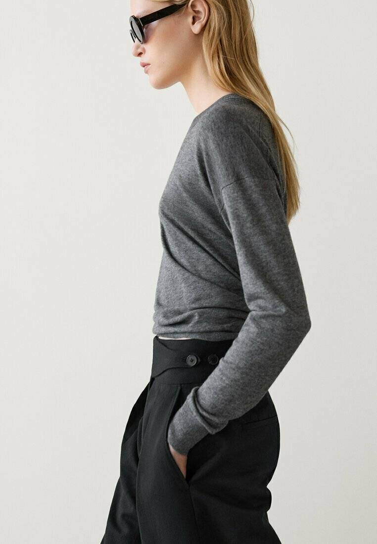 Massimo Dutti Massimo Dutti WIDE-LEG - Trousers - black Super Rabatt