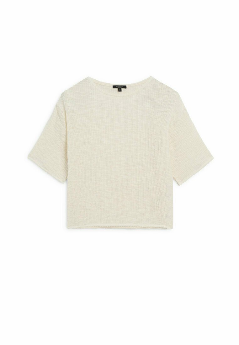 Massimo Dutti Massimo Dutti TEXTURED - Basic T-shirt - beige Kostenlose Rückgabe