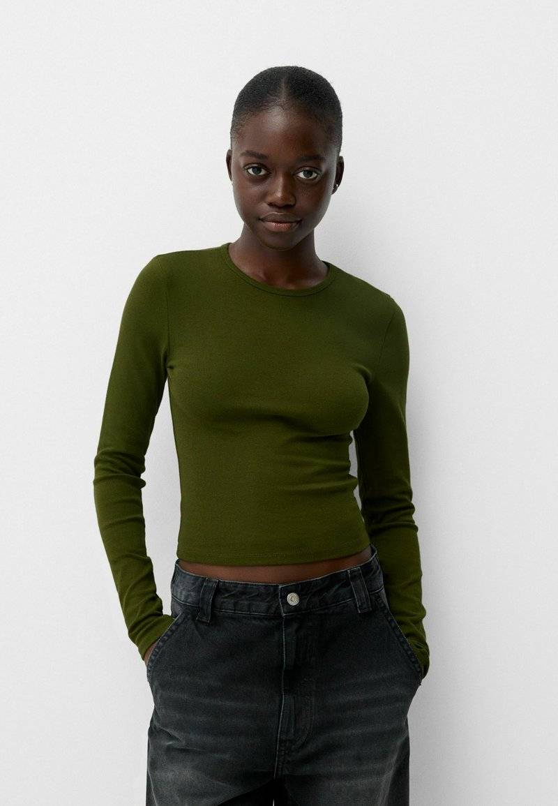 Bershka Bershka LONG SLEEVE - Long sleeved top - green Neueste Stile