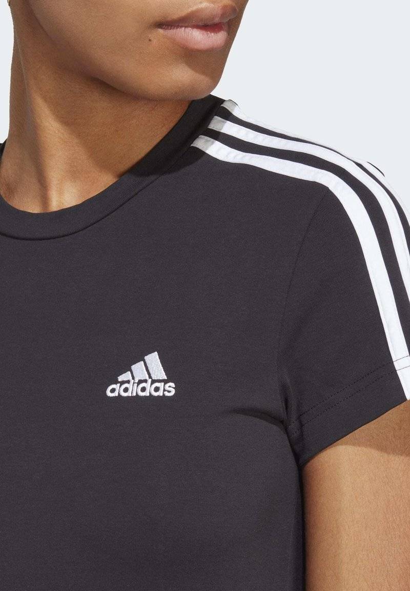 adidas Sportswear adidas Sportswear ESSENTIALS 3-STRIPES SINGLE FITTED - Jersey dress - black white Meist gekauft