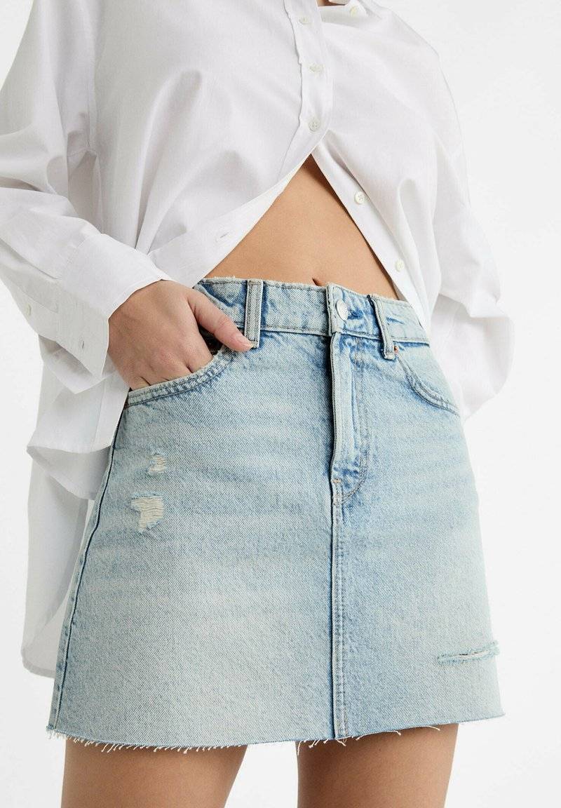 Stradivarius Stradivarius A-line skirt - light blue denim Cyber Monday