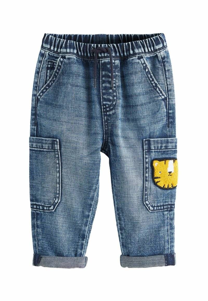 Next Next UTILITY - Relaxed fit jeans - mid blue denim with tiger Neueste Mode