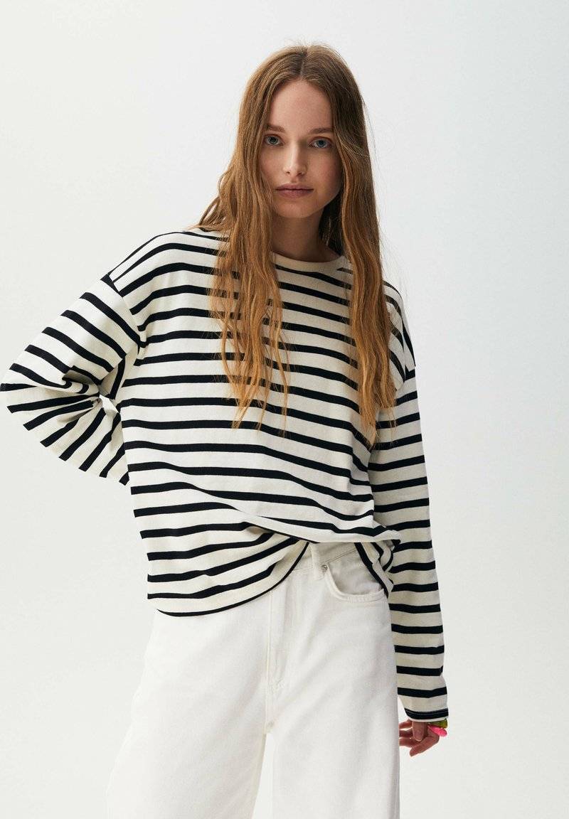 PULL&BEAR PULL&BEAR BASIC - Long sleeved top - mottled black Online Outlet