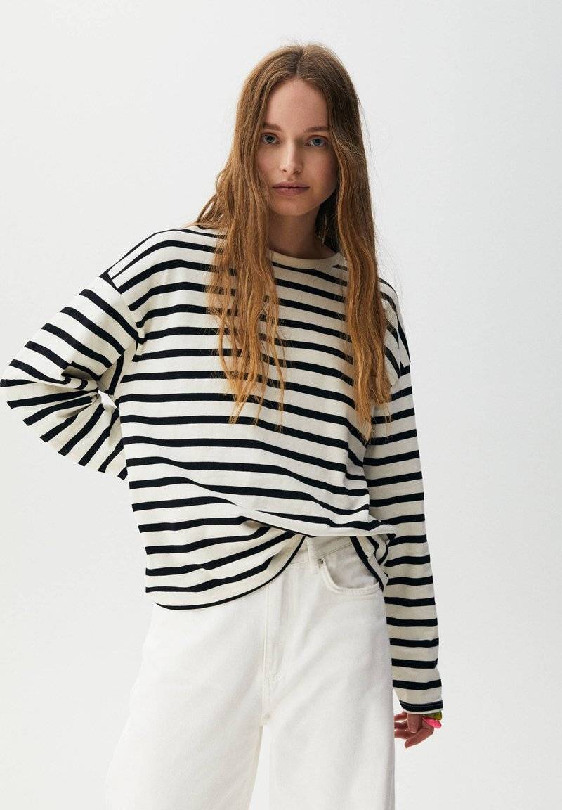 PULL&BEAR PULL&BEAR BASIC - Long sleeved top - mottled black Online Outlet