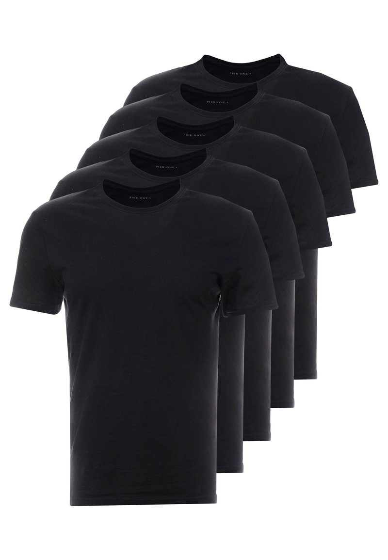 Pier One Pier One 5 PACK - Basic T-shirt - black Zeitlich begrenztes Angebot