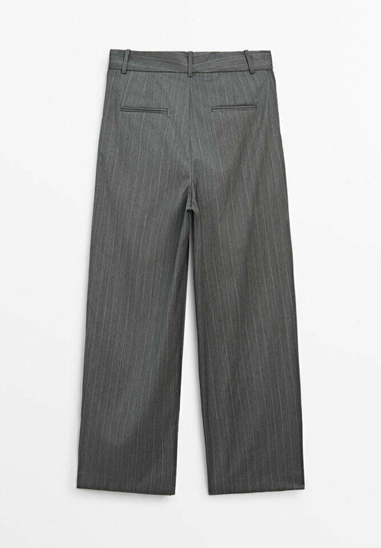 Massimo Dutti Massimo Dutti STRAIGHT-LEG STRIPE - Trousers - dark grey Sonderangebote