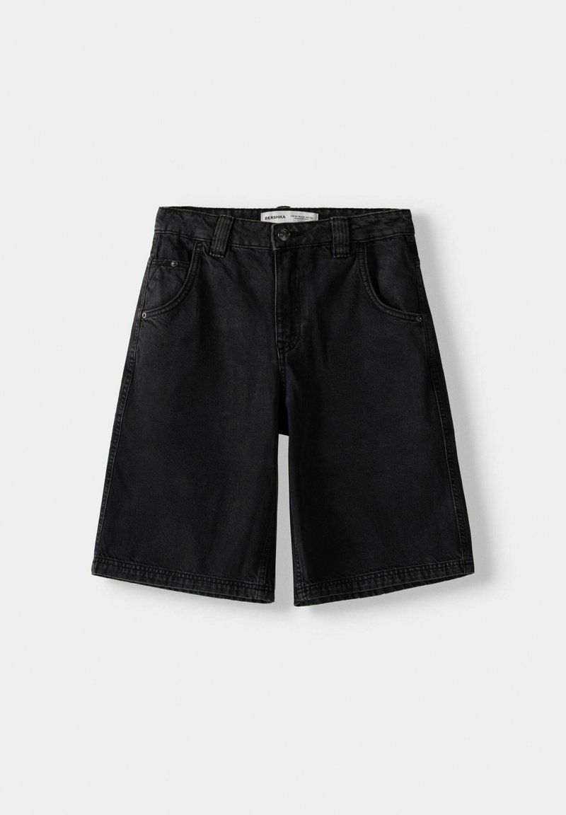 Bershka Bershka BERMUDA - Denim shorts - black Riesige Ersparnisse