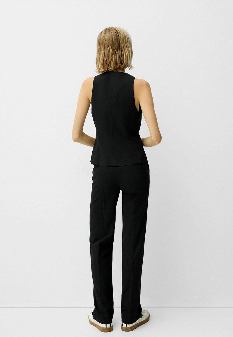 Bershka Bershka STRAIGHT-LEG TAILORED - Trousers - black denim Preisnachlass