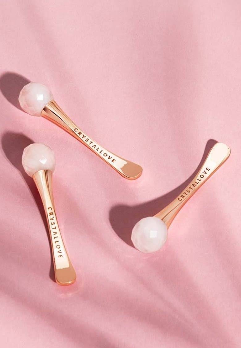CRYSTALLOVE CRYSTALLOVE ROSE QUARTZ 3D EYE MASSAGER - Skincare tool - gold Im Verkauf