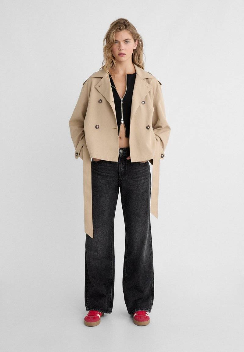 Stradivarius Stradivarius WITH BELT - Summer jacket - beige Letzter Tag