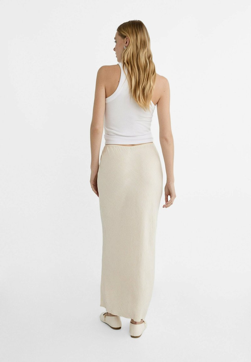 Stradivarius Stradivarius DRAWSTRING MIDI - Maxi skirt - stone Fabrikladen