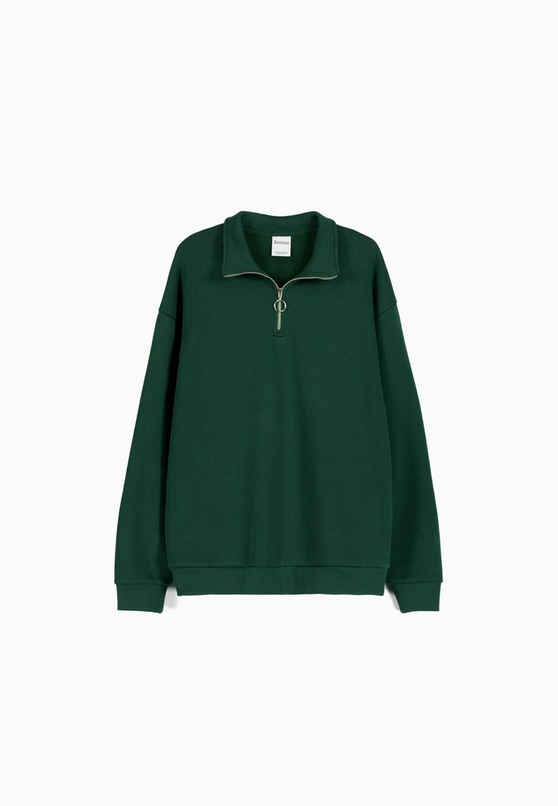 Bershka Bershka HIGH NECK - Sweatshirt - dark green Begrenzt auf 3 Tage