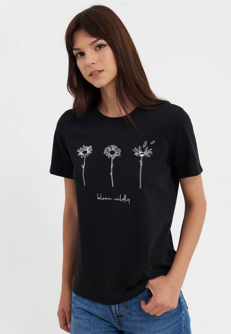 Even&Odd Even&Odd Print T-shirt - black zollfrei