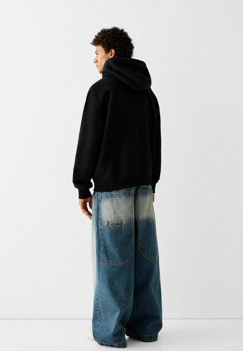 Bershka Bershka Hoodie - black denim 50% Rabatt für begrenzte Zeit