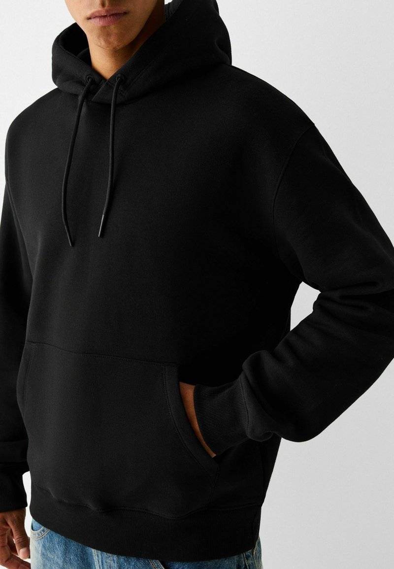 Bershka Bershka Hoodie - black denim 50% Rabatt für begrenzte Zeit