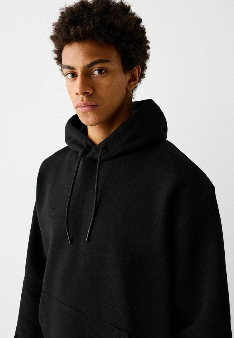 Bershka Bershka Hoodie - black denim 50% Rabatt für begrenzte Zeit