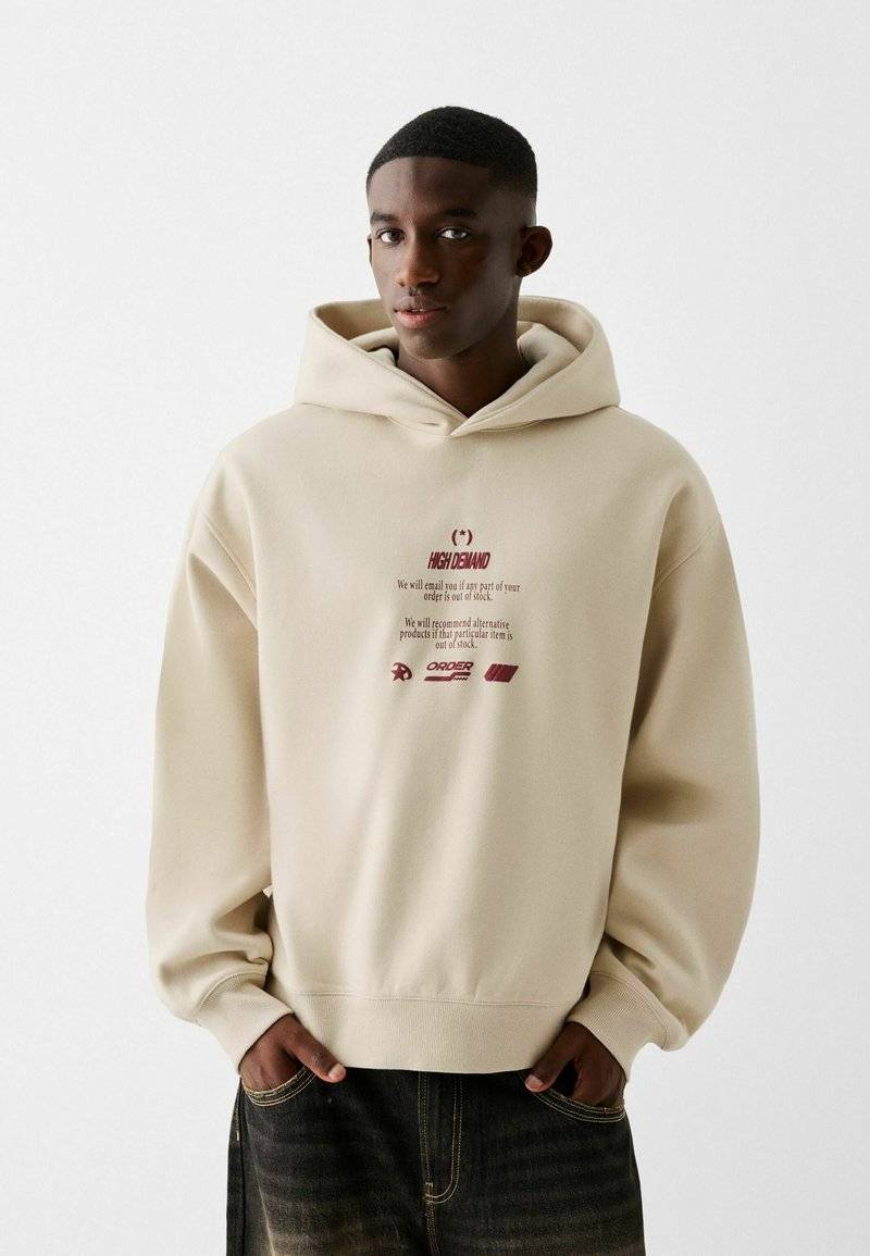 Bershka Bershka PRINTED - HOODIE - Hoodie - beige Outlet