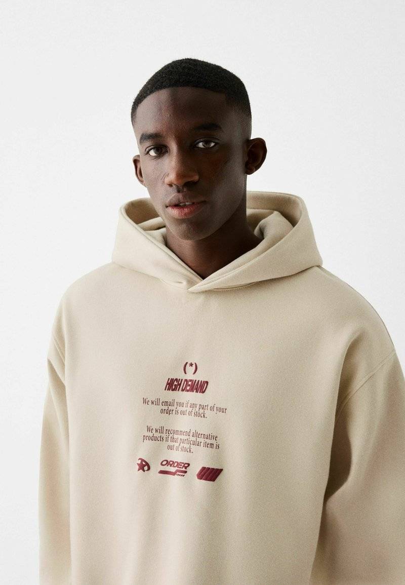Bershka Bershka PRINTED - HOODIE - Hoodie - beige Outlet
