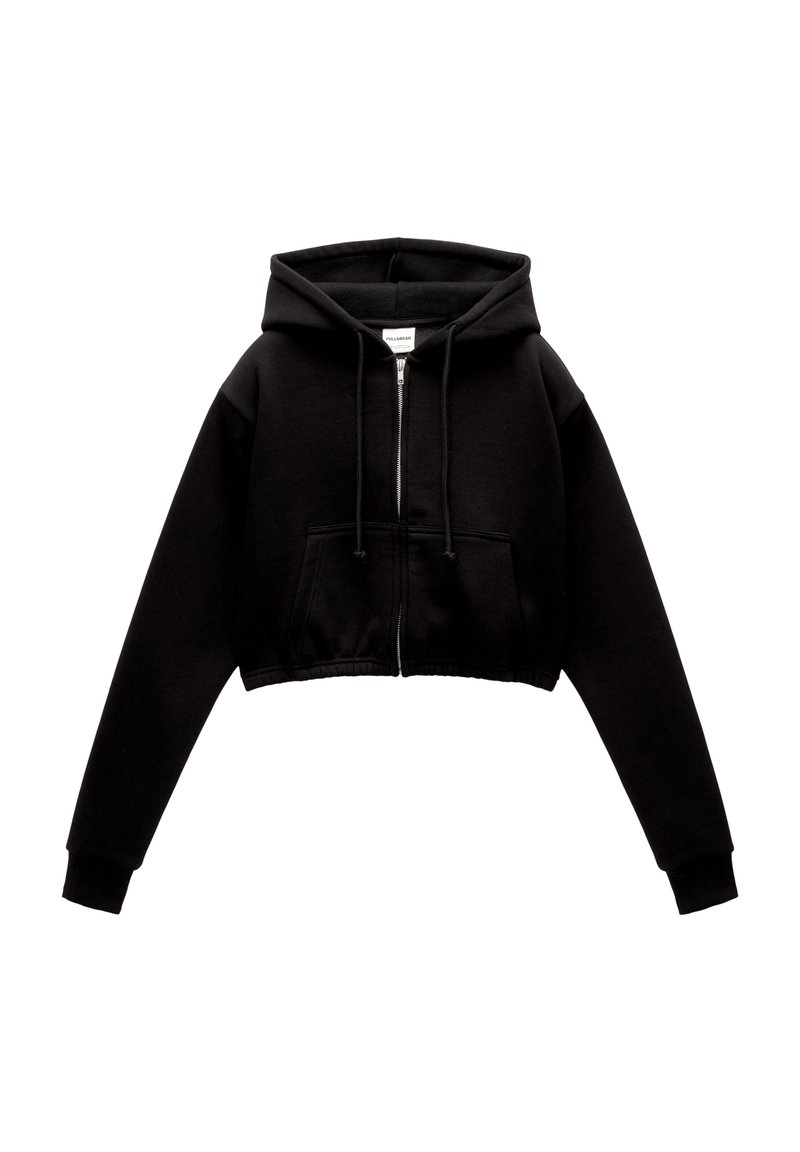 PULL&BEAR PULL&BEAR CROPPED - Zip-up sweatshirt - black Auslauf