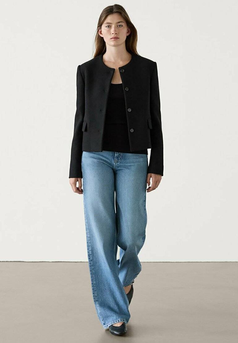 Massimo Dutti Massimo Dutti WITH CREW NECK - Blazer - black Kostenloser Versand